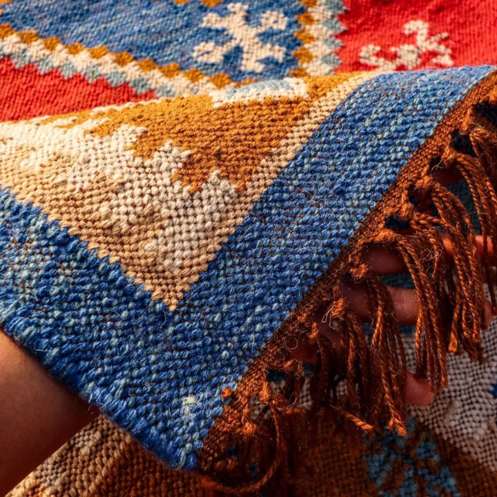 Authentiek handgeweven indisch kilim vloerkleed