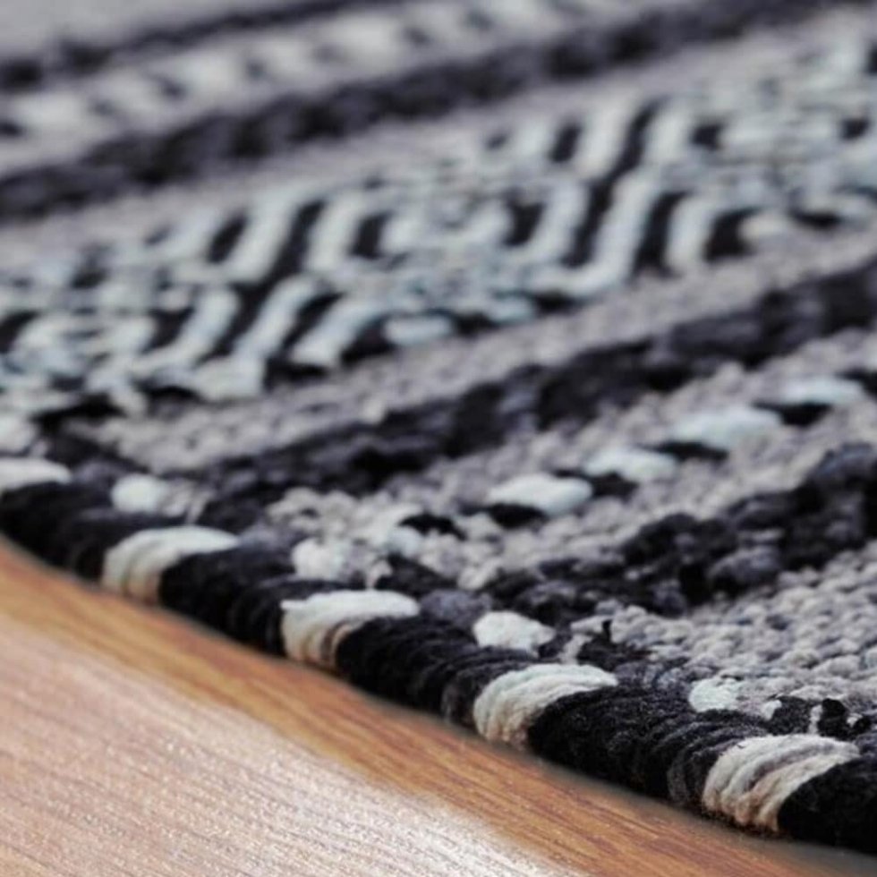 Handgemaakt zwart modern kilim vloerkleed