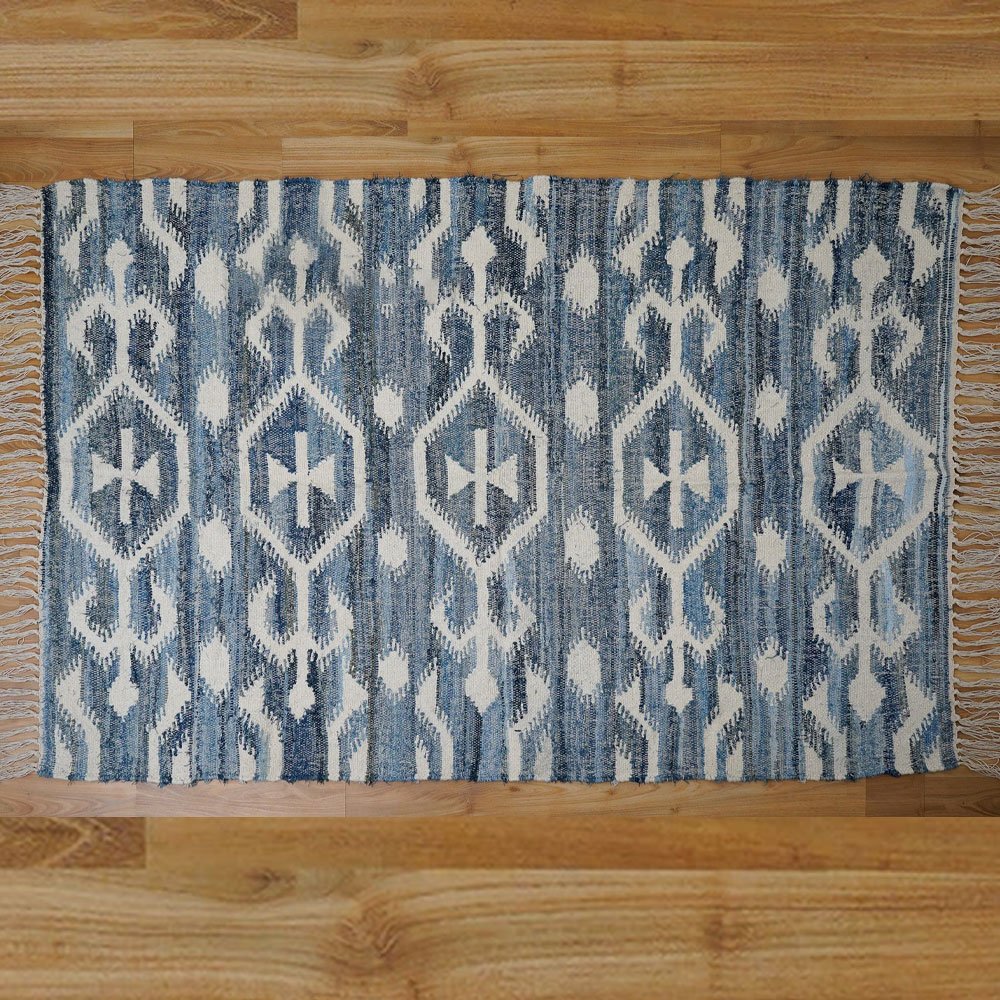 Handgemaakt klassiek patroon blauw kilim vloerkleed Handgemaakt klassiek patroon blauw kilim vloerkleed