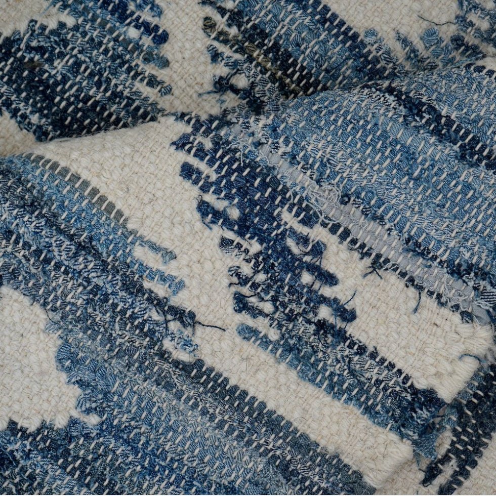 Handgemaakt klassiek patroon blauw kilim vloerkleed