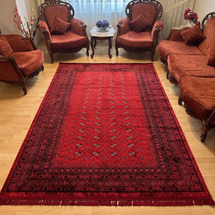 Rood afghan stijl bedrukt tapijt