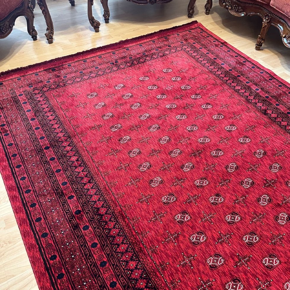 Rood afghan stijl bedrukt tapijt