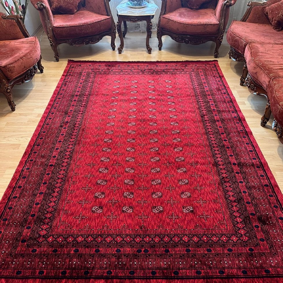 Rood afghan stijl bedrukt tapijt