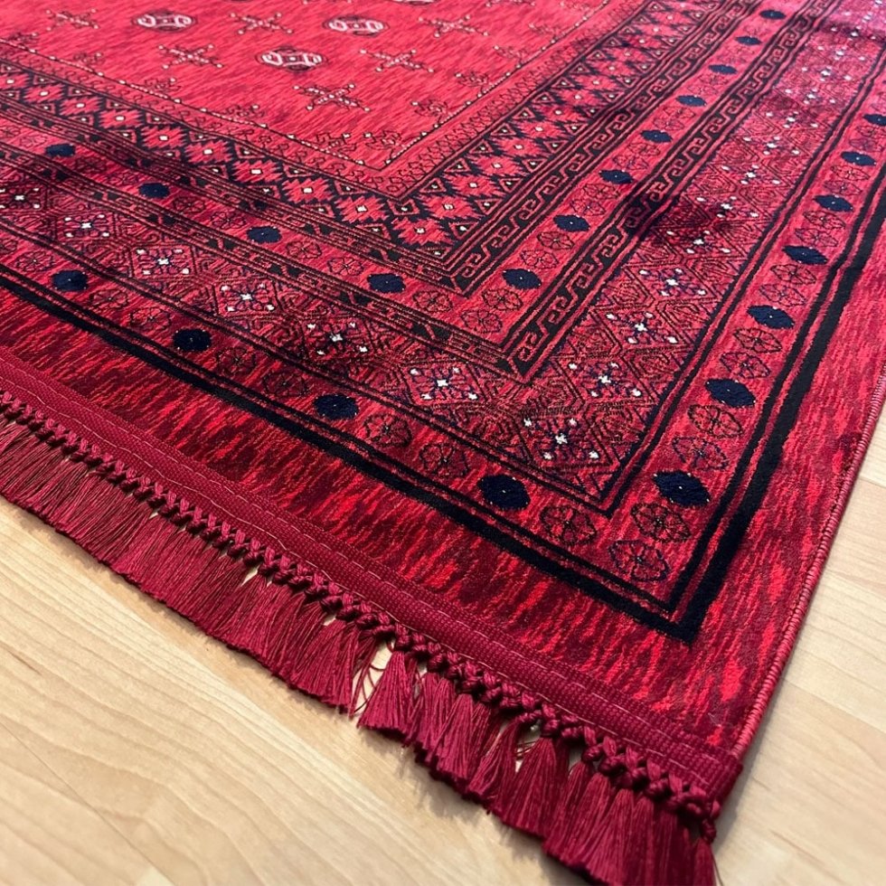 Rood afghan stijl bedrukt tapijt
