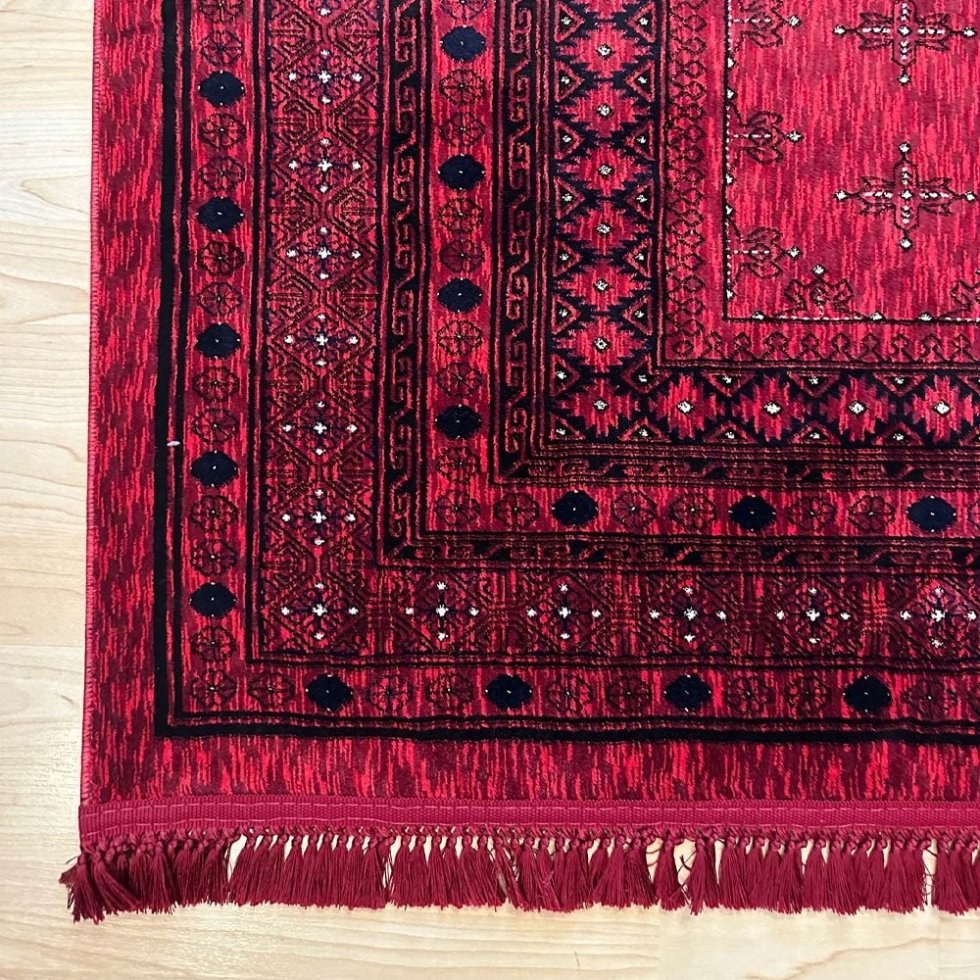 Rood afghan stijl bedrukt tapijt
