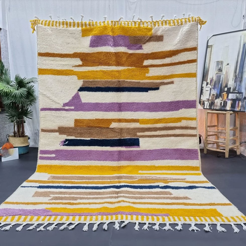Gestreept modern kilim wollen vloerkleed