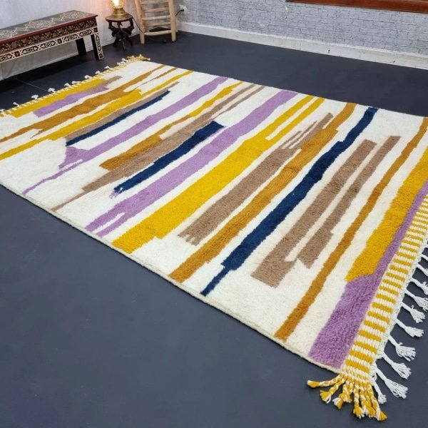 Gestreept modern kilim wollen vloerkleed