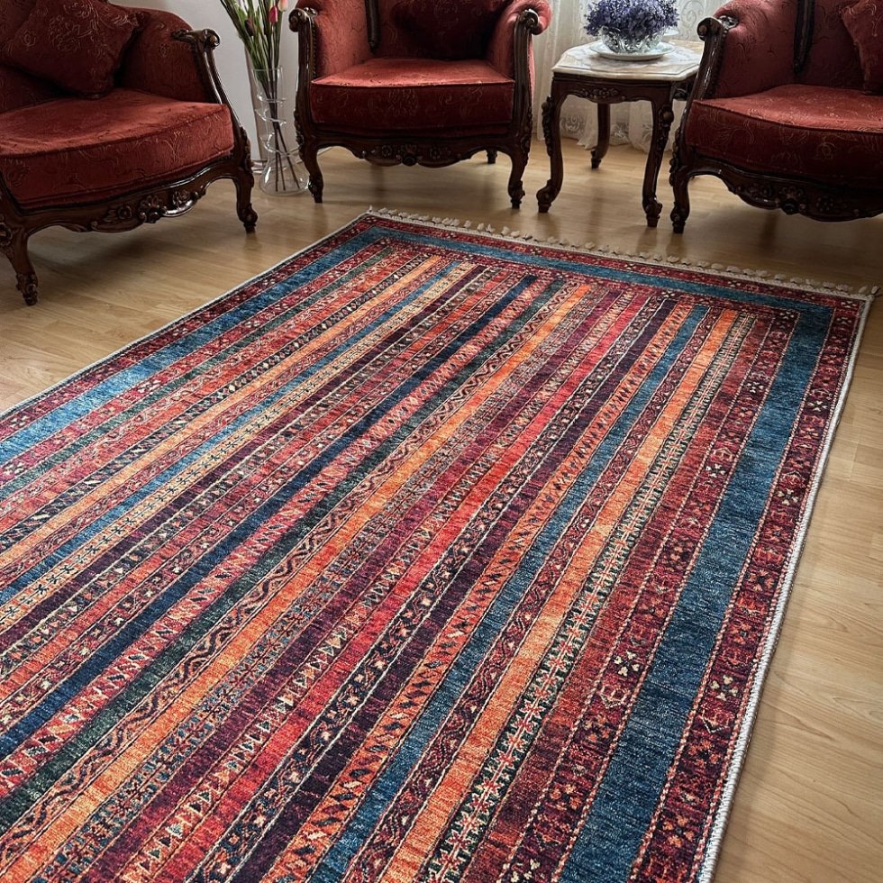 Gestreept turks tapijt in kilim-stijl