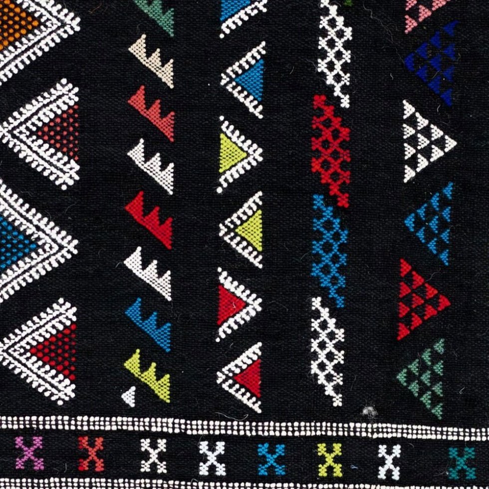 Zwart Akhnif Berber kelim tapijt