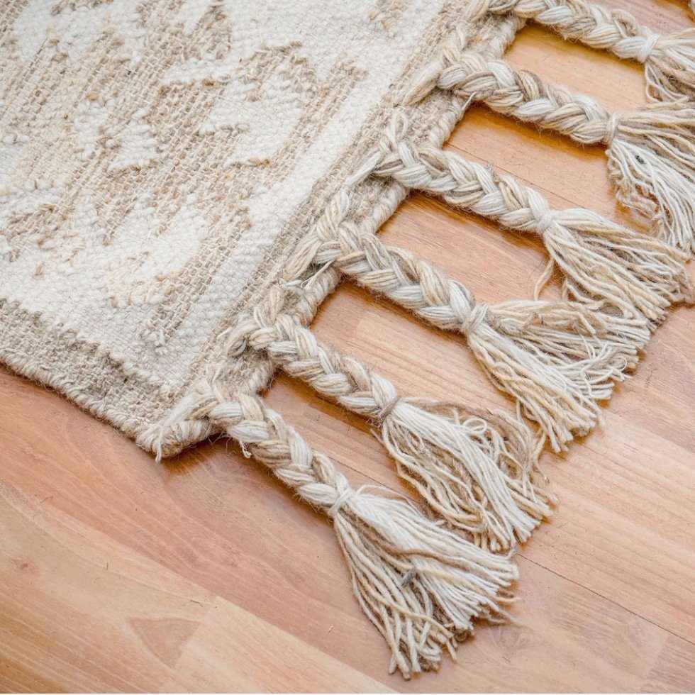 Wit boho kelim vloerkleed