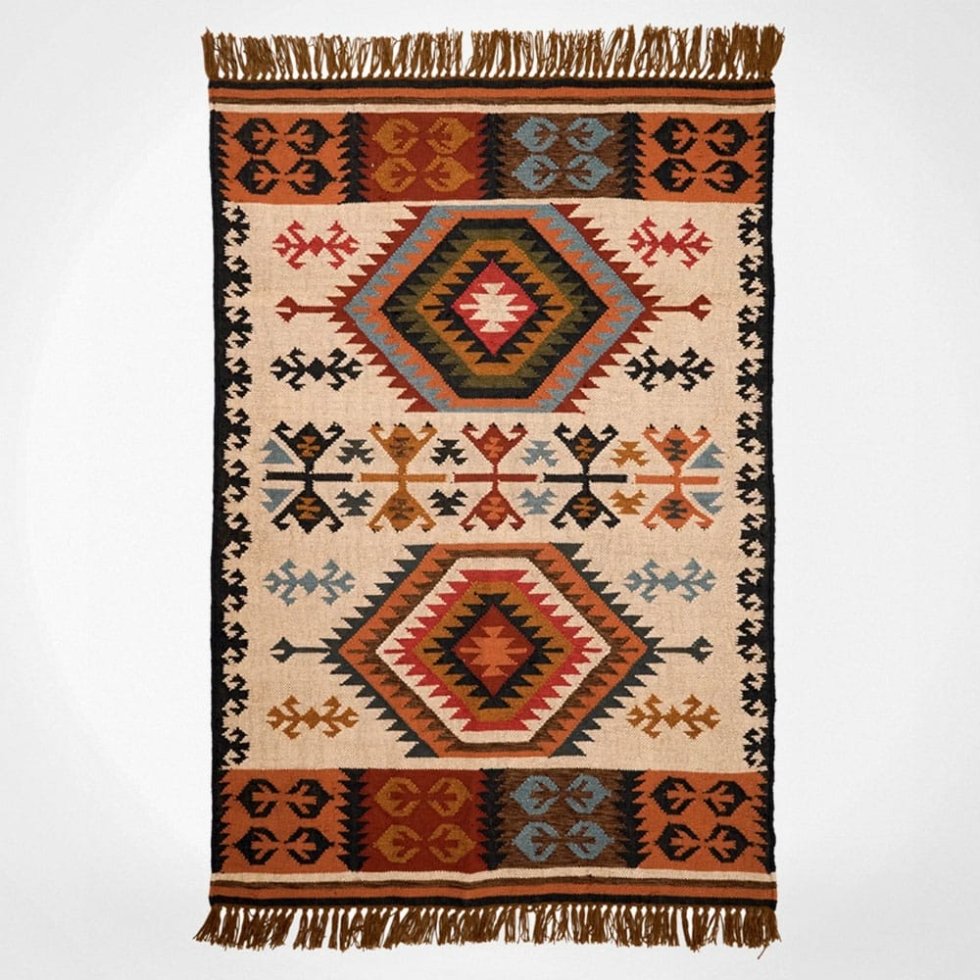 Geweven etnisch kilim vloerkleed