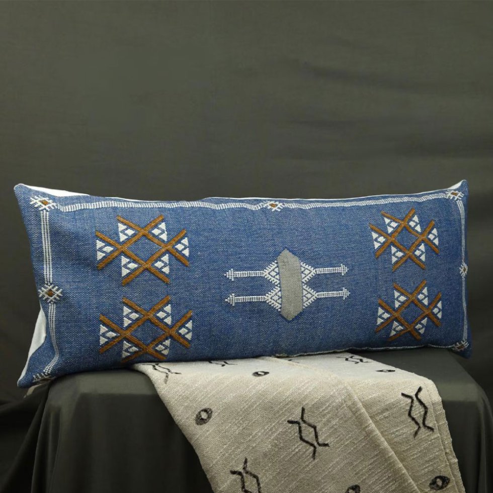 Lang kilim lendenkussen turquoise