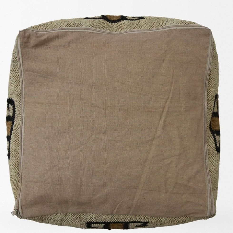 Beige wollen kelim poef