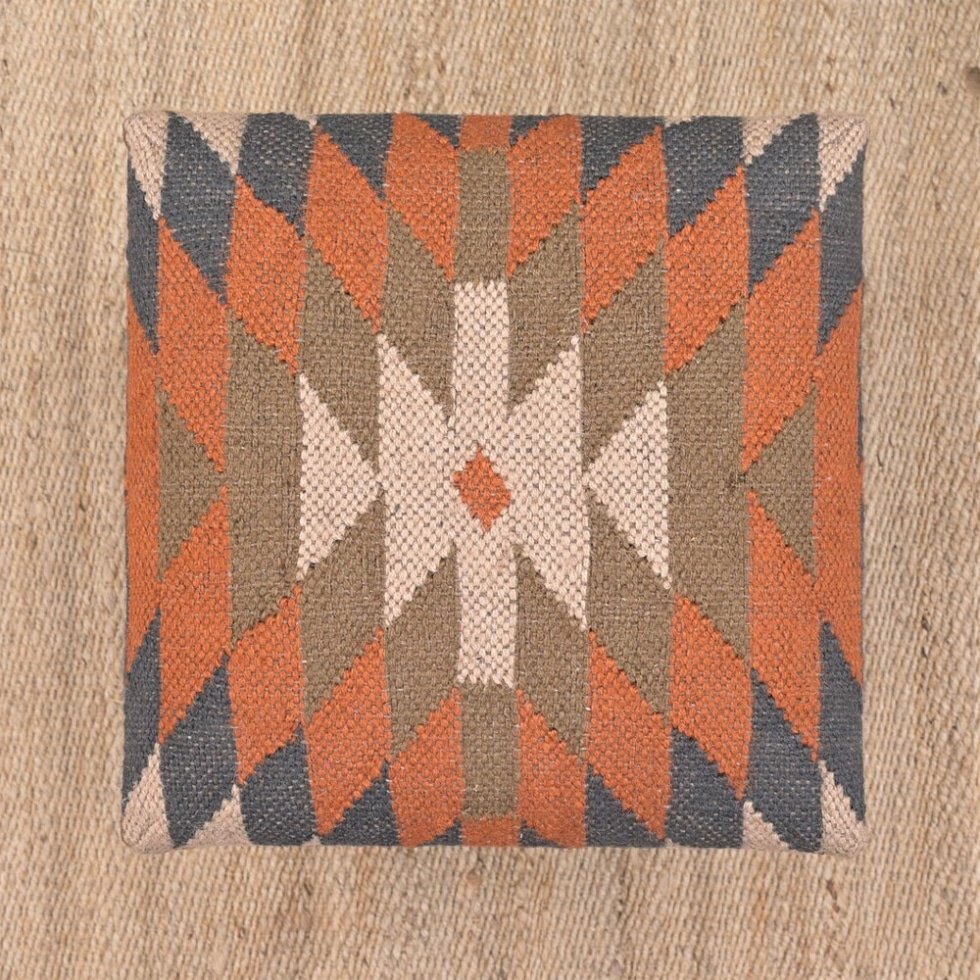 Geometrisch patroon kilim poef voetenbankje