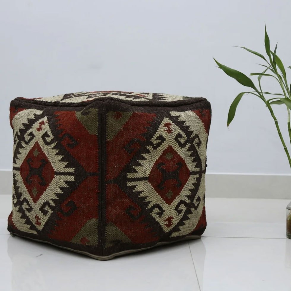 Handgemaakte kilim poef