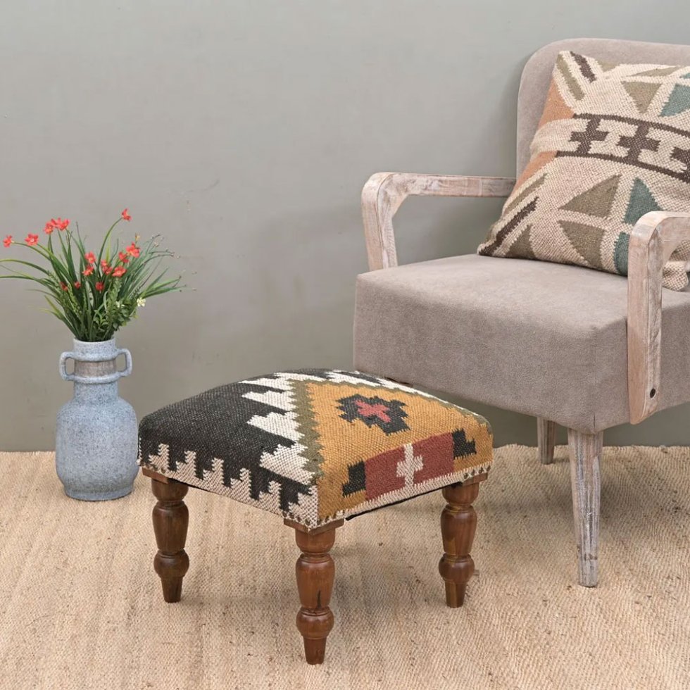 Oosterse kilim poef voetenbank