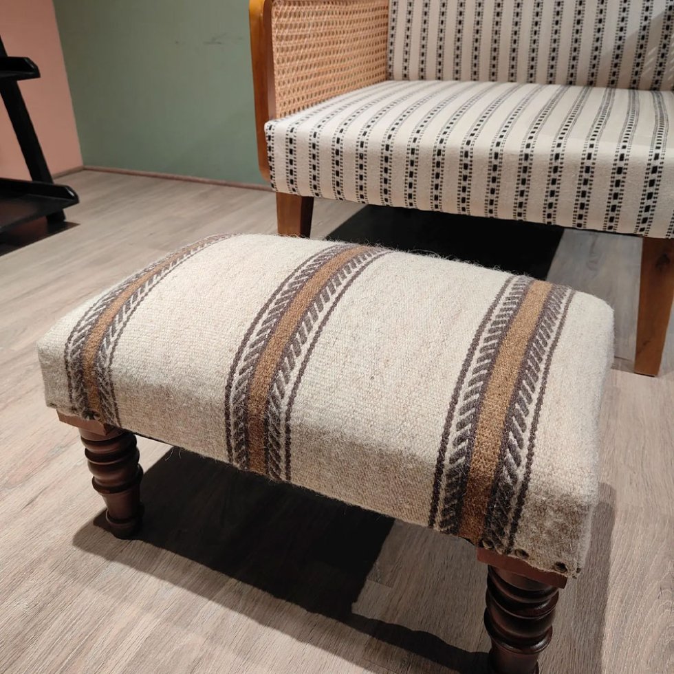 Wollen rechthoek kilim poef poef