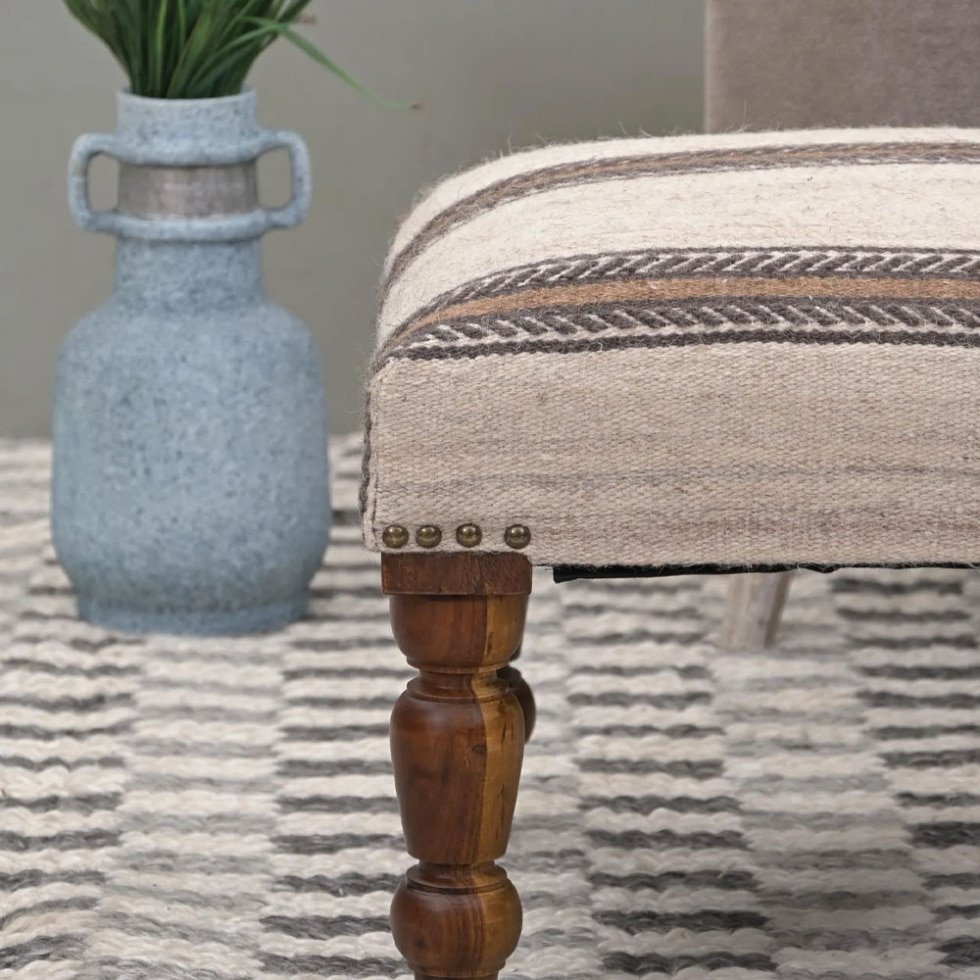 Wollen rechthoek kilim poef poef