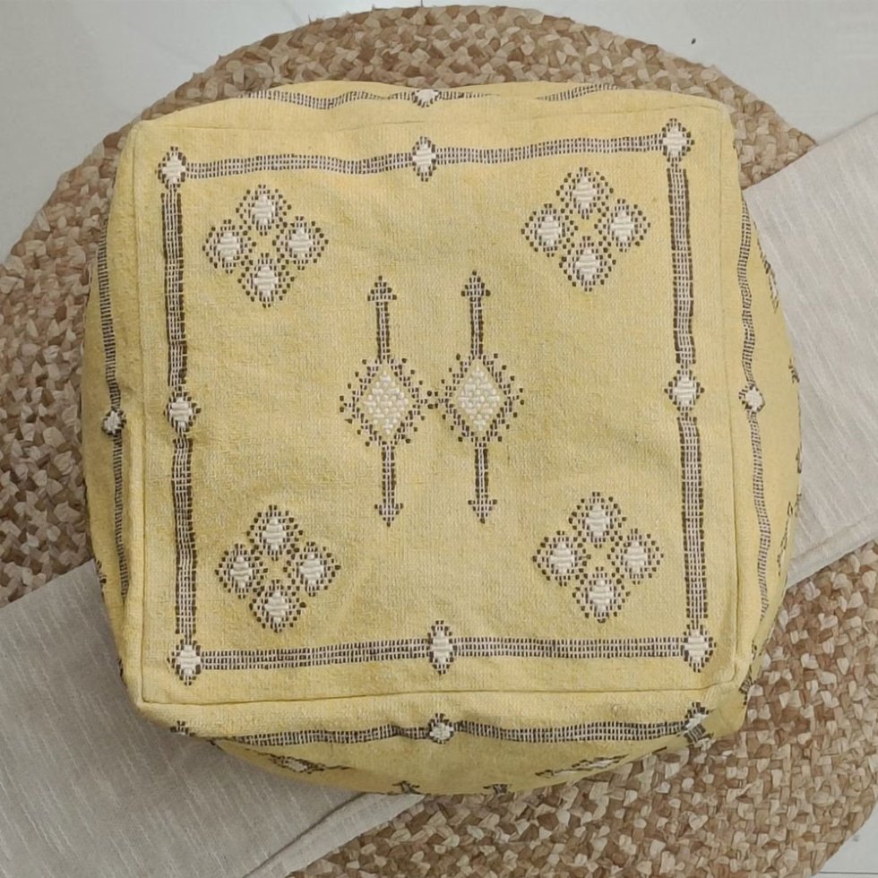 Gele Marokkaanse Kelim Poef