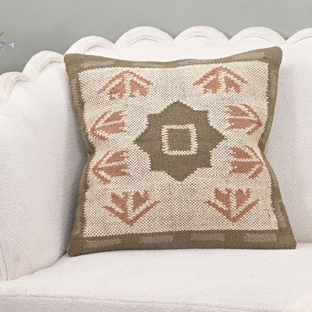 20x20 groen en beige kelim kussen 20x20 groen en beige kelim kussen