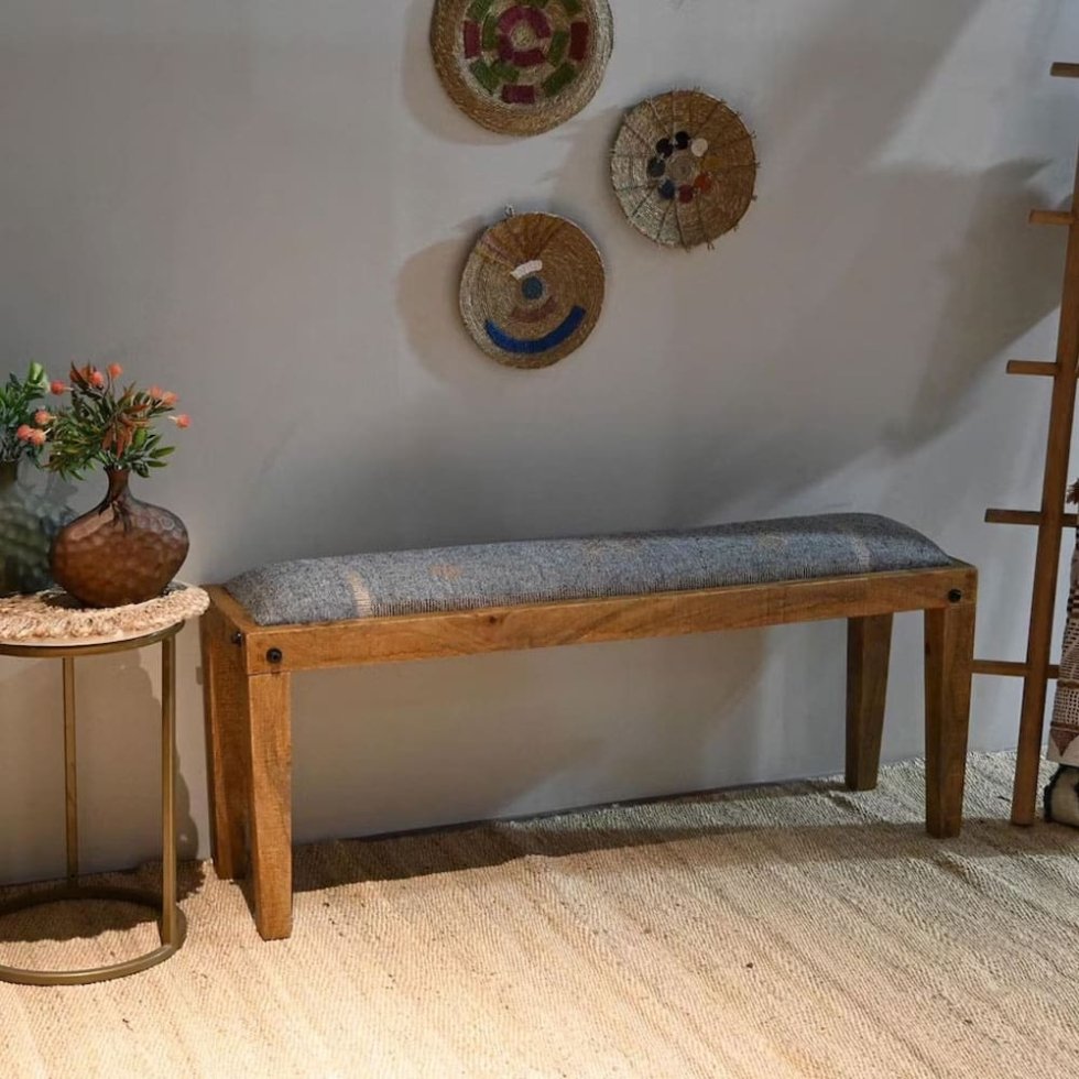 Grijze kilim voetenbank