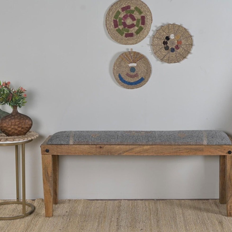 Grijze kilim voetenbank