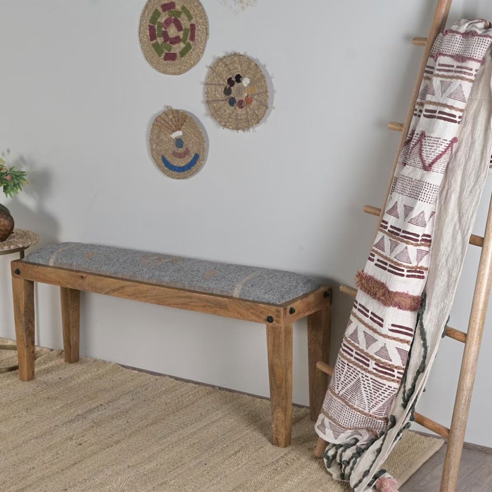 Grijze kilim voetenbank